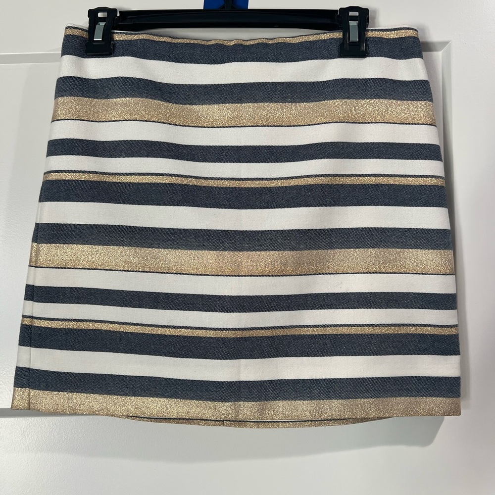 J. Crew‎ Gold and Navy Blue Striped Skirt, size 2, EUC